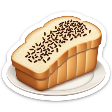 Slice of white bread on a white plate with chocolate sprinkles on top sticker