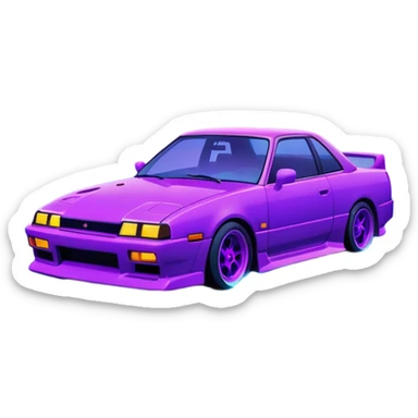 purple japanese car drifting under neon lights, foggy lakeside night, vaporwave colors, long exposure streaks, melancholic wavephonk vibe sticker