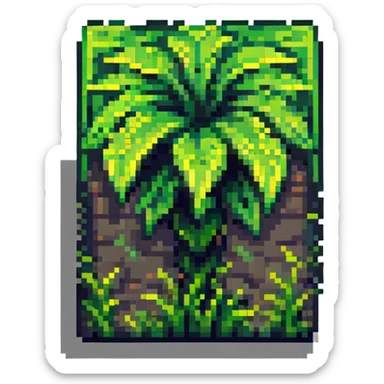 maximum blocky ultra-abstract pixel art Minecraft grass block emoji with only 2-4 large square pixels sticker