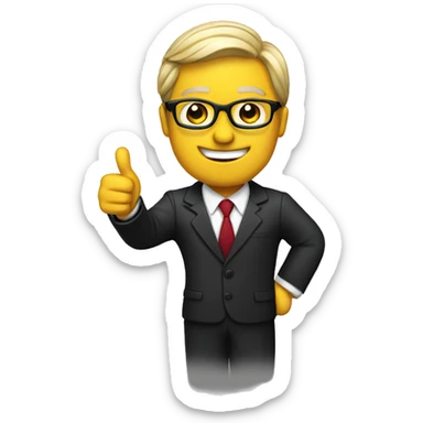 Lawyer in a suit giving a thumbs up sticker