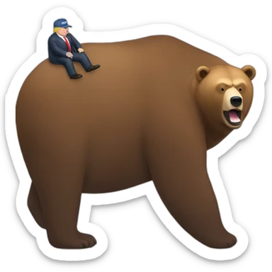 cartman and trump riding a brown bear sticker