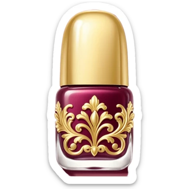 gold and burgundy rococo inflatable puffy nail polish sticker