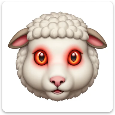 Evil lamb with glowing red eyes staring at you sticker
