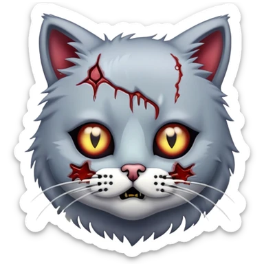 kitty zombie with stitched wounds sticker