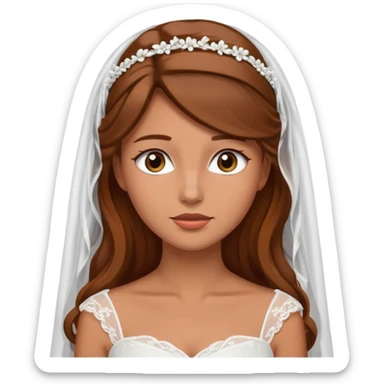 White tanned skin bride with brown hair with a chin on her face sticker