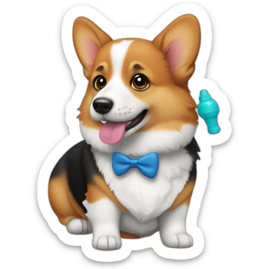 Corgi negro con pez en la boca sticker