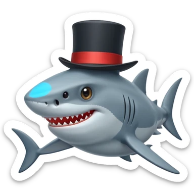 Shark with a top hat sticker