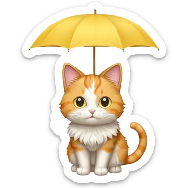 Cat with yellow umbrella sticker