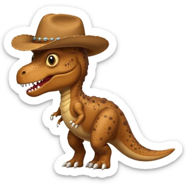 T Rex with a brown cowboy hat from the side sticker