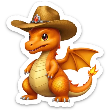 Charizard con sombrero baquero sticker