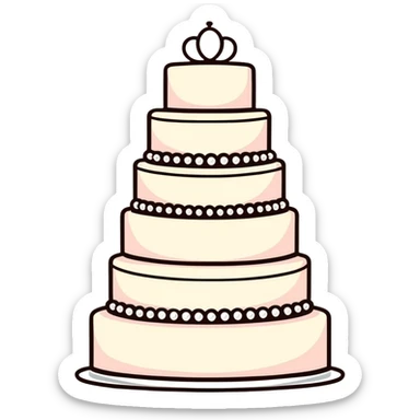 elegant multi-tier light pink wedding cake with pearl decorations sticker