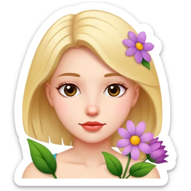 Girl with flowers  sticker