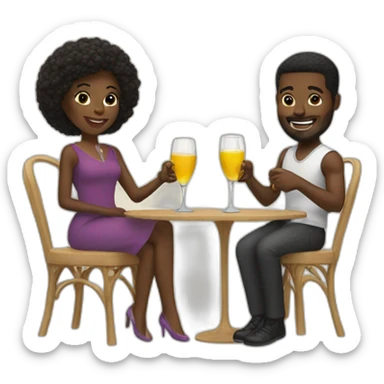 black couple toasting glasses sticker