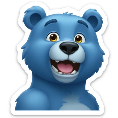Blue bear making an amazing face  sticker
