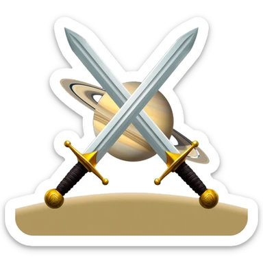 Saturn which is crossed by 2 swords sticker