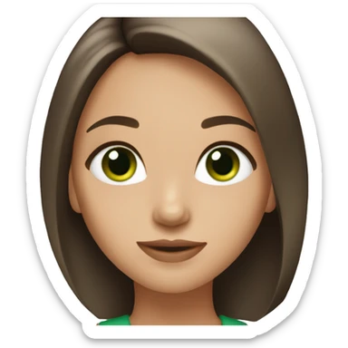 girl with green eyes, bob haircut, brown hair, very beautiful sticker