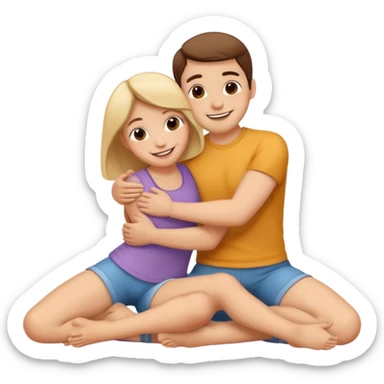 Two people hugging and touching toes sticker