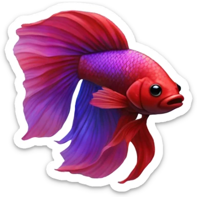 mostly red betta fish, with hints of blue and purple  sticker