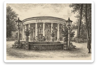 Ротонда в Лазаретном саду Курска в 19 веке - рисованный стиль sticker
