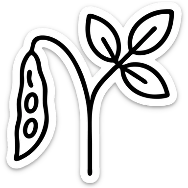 outlined icon of a pigeonpea plant showing leaves and pods sticker