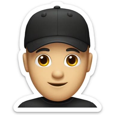 baldman with a black cap raising hand sticker