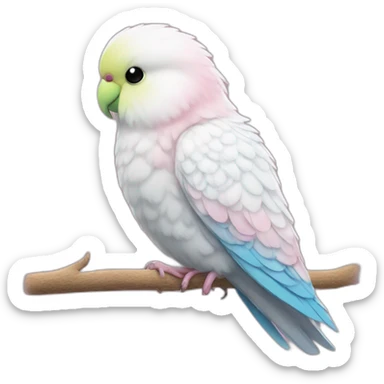 feather white, feet pink budgie sticker