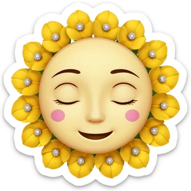 🥺🌸🥰😲✨ The face is a round yellow face, combined with other expressions and symbols. sticker