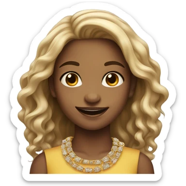 smiling girl with jewelry sticker