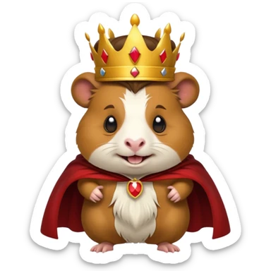 guinea pig demon king, wearing a royal cape and fangs, emoji style sticker