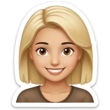 uma garota loira,bronzeada com sorriso bonito,olhos castanhos e sobrancelha escura sticker