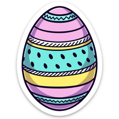 A festive Easter egg with decorative patterns and pastel colors sticker