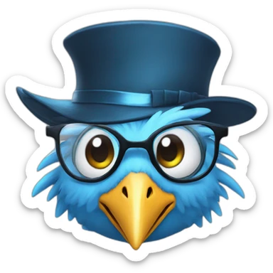 Crazy funny Cyberpunk Articuno head with beautiful smile wearing glasses and hat sticker