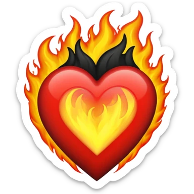 I want the emoji to be the heart on fire but make the heart black sticker
