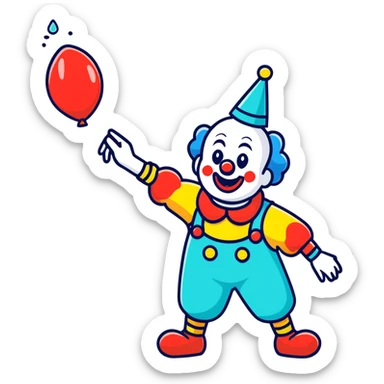 A clown throwing a water ballon sticker