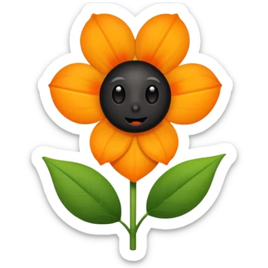 Green stem, white bud with black cartoony face: ;p. And six heart shaped yellowish orange petals sticker
