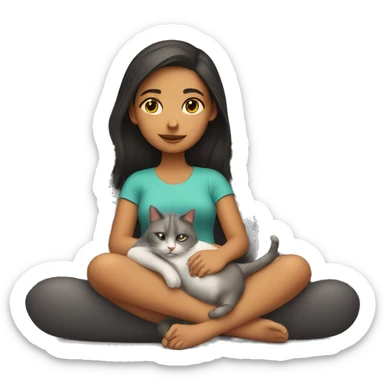 Girl laying with cat on lap  sticker