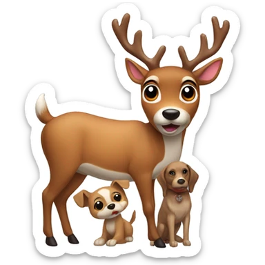 Rudolph the deer with dog sticker