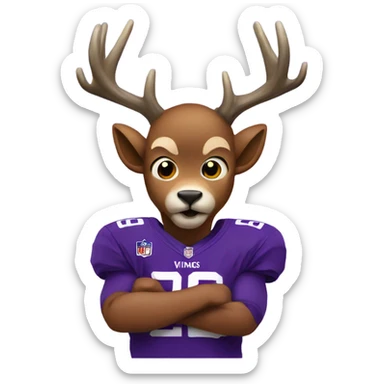Scared deer wearing Vikings jersey  sticker