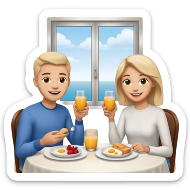 pon una pareja desayunando sedayuno de hotel sticker