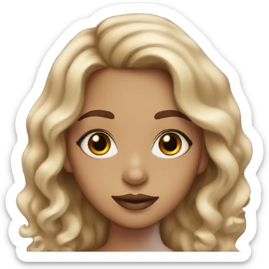 Wavy hair girl with almond eyes and mascara with brown lip liner  sticker