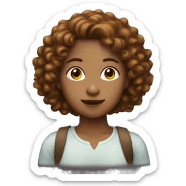 Girl with brown semi-curly hair sticker