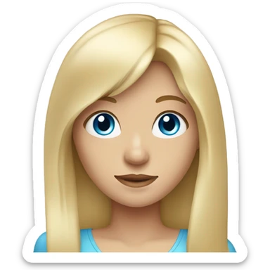 blonde girl with long hair and bangs with blue eyes  sticker