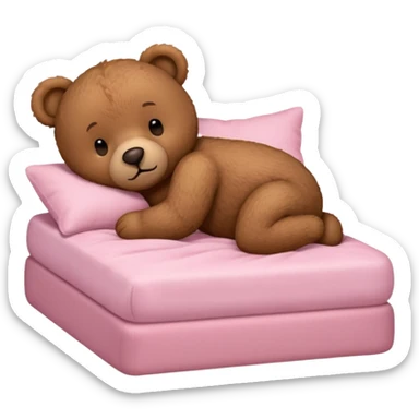 Brown Teddy bear sleeping in light pink bed sticker