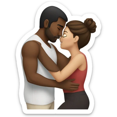 Thick brunette woman kissing brown man  sticker