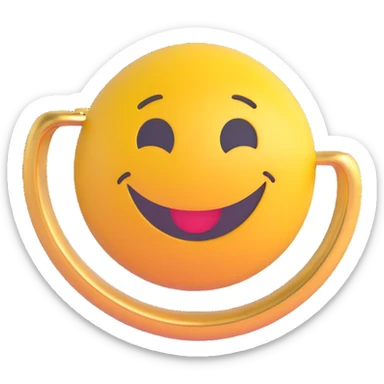 3D smiley emoji, round shape, lucky ring, lucky face sticker