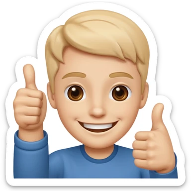 smiling face with hands giving a thumbs up sticker