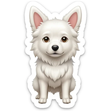 Full body shot of white Moody dog ​​with pointed ears sticker