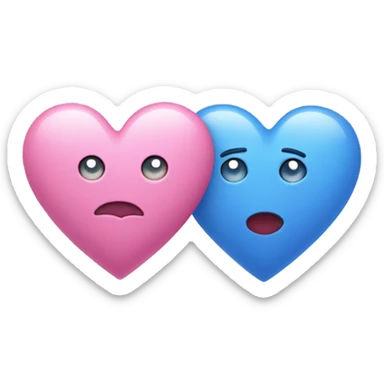 1 heart pink and 1 heart blue sticker