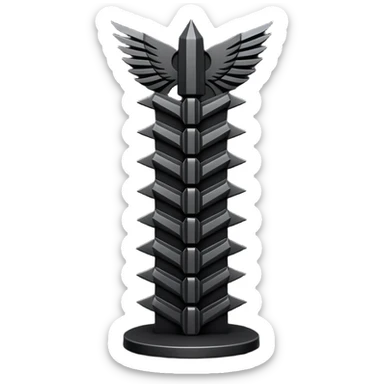 Minimal emoji, avant-garde gothic fashion totem made of stacked black metal elements, “FORTUNA” engraved vertically, editorial runway object aesthetic, heavy sculptural design, no glow, no neon, flat emoji style, centered, transparent background sticker