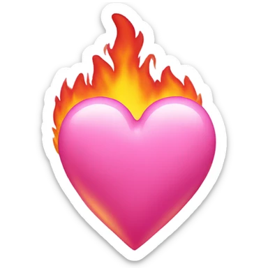 Pink heart with pink fire sticker